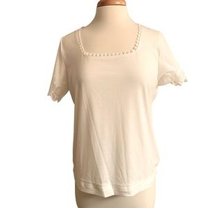 Women’s Medium white shirt with lace. (Altered hem.)
